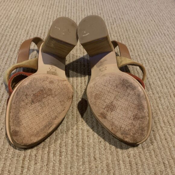 Tory Burch Velvet Color Block Slingback Sandals Size 6M - Picture 8 of 9